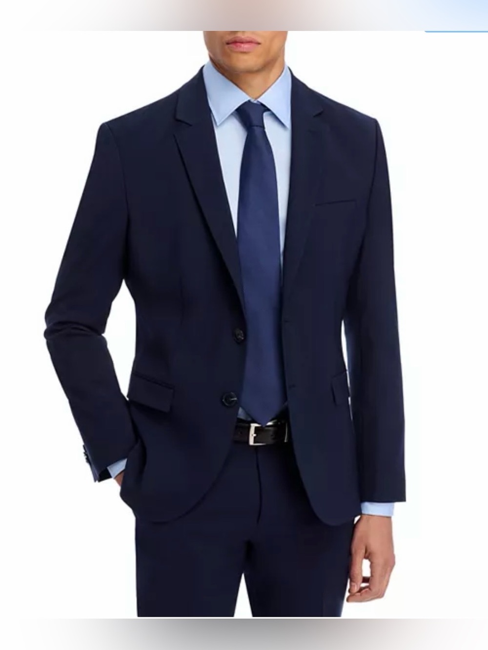 Hugo Boss Men’s Super 100 Wool Worsted Navy 2-Piece Suit 42R Jacket 36x29 Pants